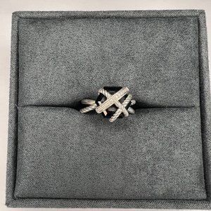 David Yurman - Cable Wrap Ring with Black Onyx and Pavé Diamonds